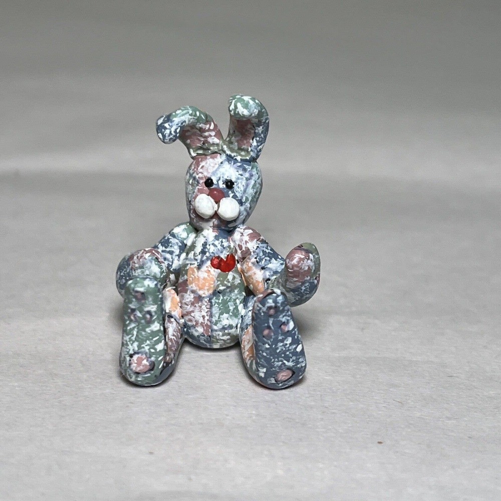 1:12 Artisan Signed Kott Calico Bunny Doll Nursery Toy Dollhouse Miniature